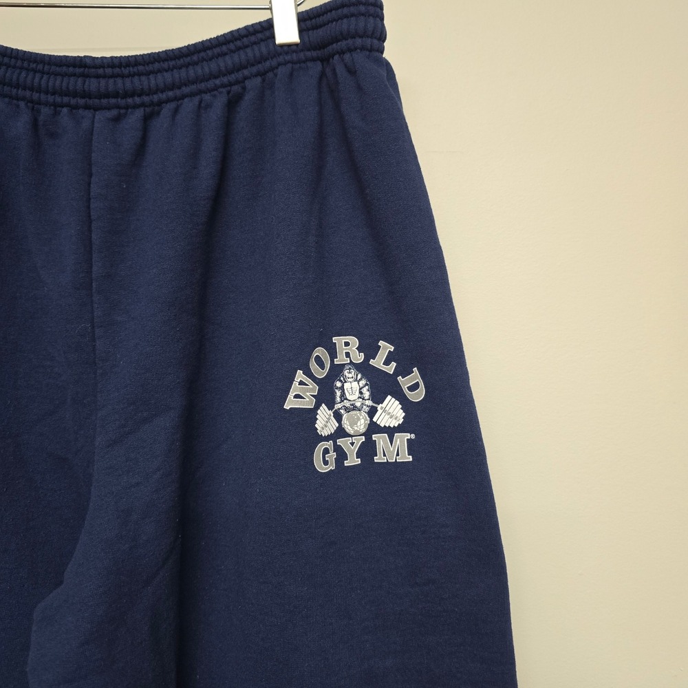World Gym Sweatpants Mens XL Navy Blue Graphic Logo Joggers Activewear - Picture 2 of 10